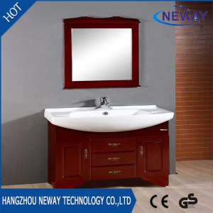 High Quality Floor Standing Wood Bathroom Cabinet with Mirror